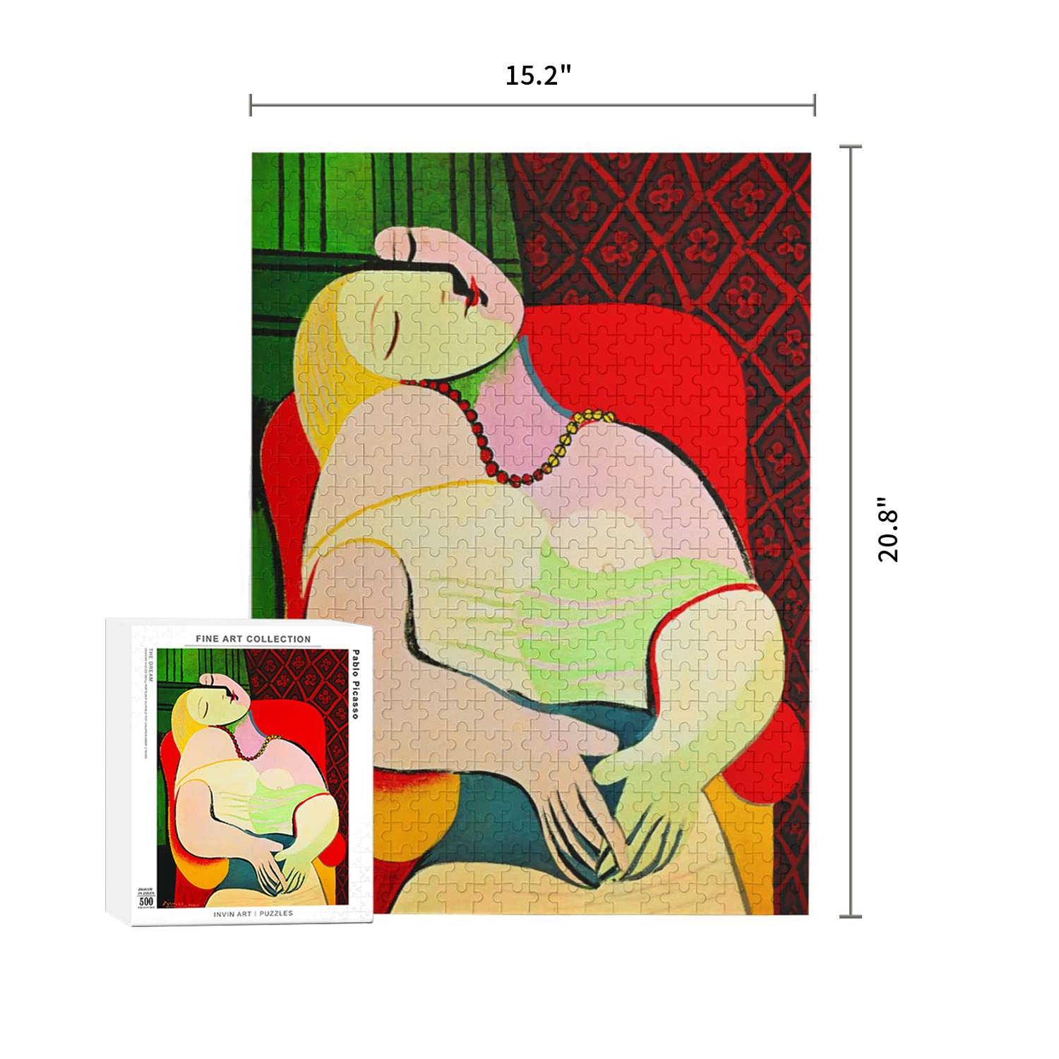 INVIN ART 500-Piece Puzzle,Dream by Pablo Picasso Artwork Jigsaw